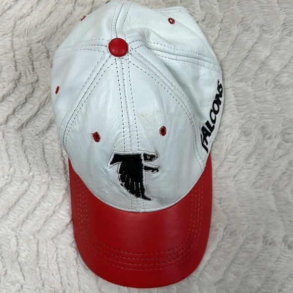 Vintage Logo Athletic Atlanta Falcons LEATHER hat buckle back, 90's, White /red - Picture 4 of 8